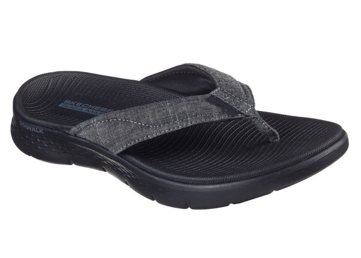 Skechers On The Go 600 BKGY 179074S Black Flip Flop Sandals
