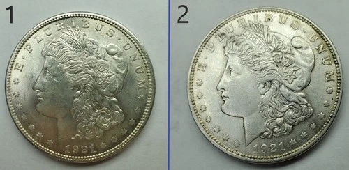 Lot of 2 Morgan Silver Dollars 1921 Two 90% Silver $1 US Coins $2 Face Bullion