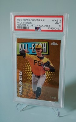 2025 Topps Chrome All Etch Gold Refractor Paul Skenes /50 PSA 9 Mint Pirates 
