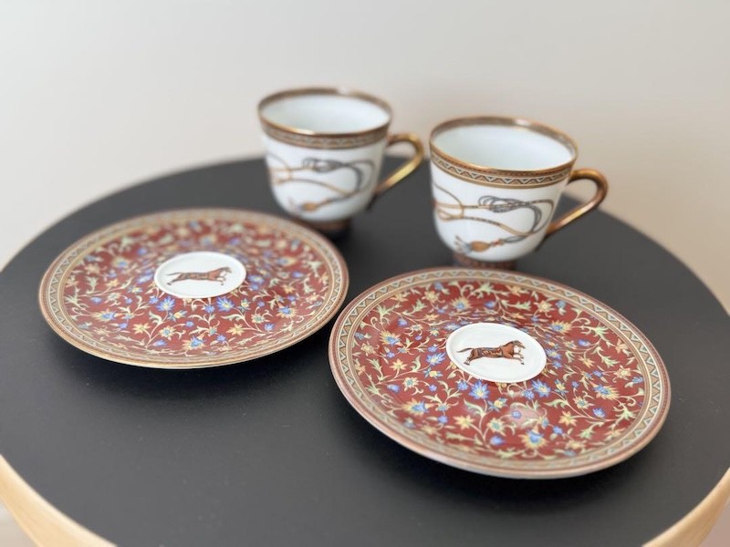 Hermes Cheval d'Orient Coffee Cup Saucer Tableware 2 set Horse