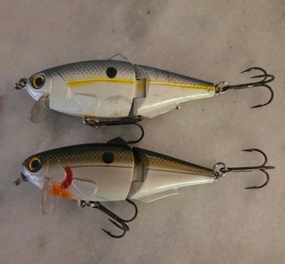 Lot Of (2) Strike King Wake Shad King Shad 4'' Swim Bait Wake Bait Jointed Bass