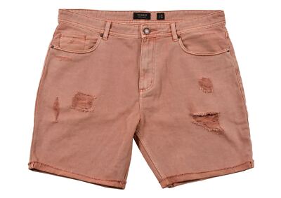 Pull Bear Men's Distressed Ripped Shorts Jeans Mini Pink Denim