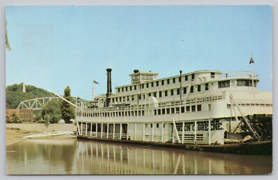 Postcard Gordon C. Greene Steamboat at the Levee Hannibal Missouri