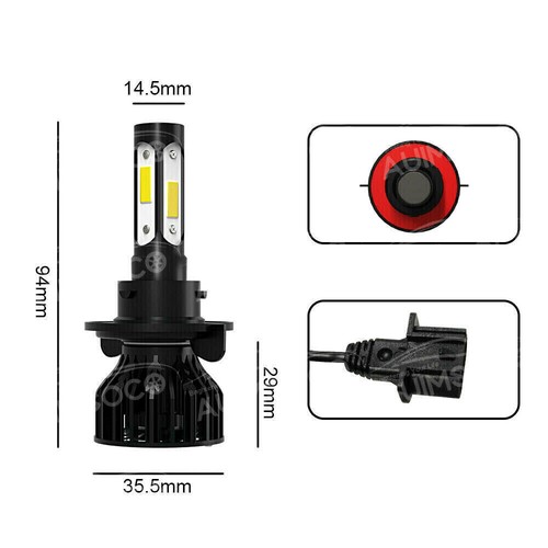 H13 9008 LED Headlight Bulbs Kit 10000W 1000000LM Hi/Lo Beam Super White Bright - Picture 11 of 12