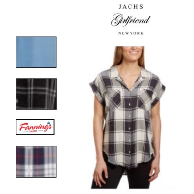 JACHS Girlfriend Women's Quinn Cap Sleeve Button Down Blouse - F32