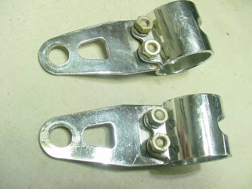 TRIUMPH BSA NORTON HONDA CUSTOM HEADLIGHT MOUNT BRACKETS FOR FORKS, 1 3/8 BORE - Picture 3 of 3