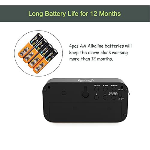 Digital Alarm Clock Battery Powered Only, LED Travel Alarm Clock with - Bild 2 von 5