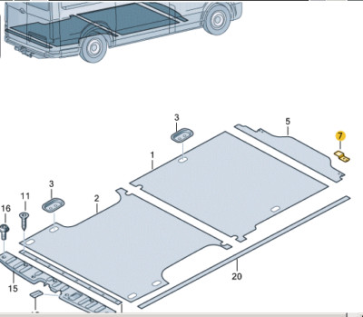 NEW VOLKSWAGEN CRAFTER FLATBED SZ REAR FLOOR COVERING BRACKET 7C0863843 ORIGINAL