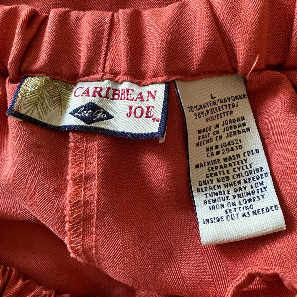 Брюки женские Caribbean Joe большие ржавого цвета оранжевые повседневные на шнурке - Изображение 4 из 4