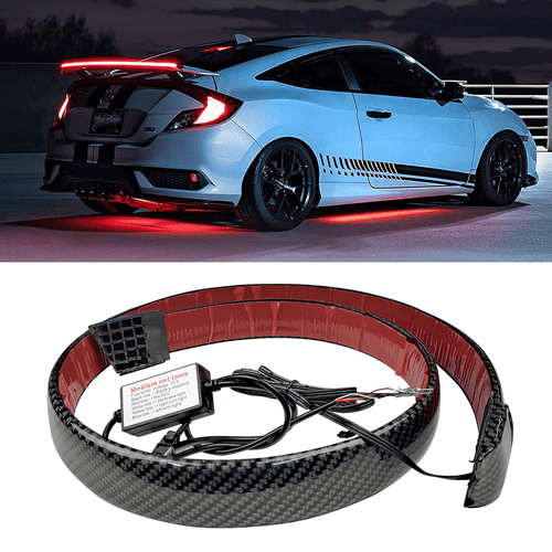 Carbon Fiber LED Car Tail Brake Light Strip Rear Spoiler Lip Trim Universal New - Picture 1 of 10