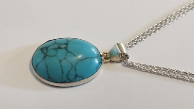 Turquoise Silver Pendant Gemstone King Salomon Timna mines