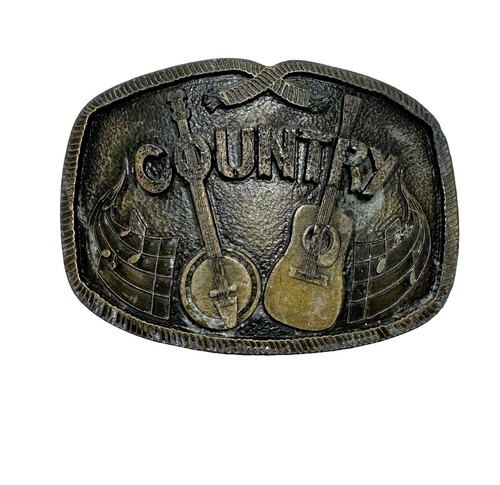 Western Country Music Guitar Banjo Musician belt buckle Choose A Color I love Country Music Multi-Color Buckle Guitar Banjo Great  main image 3