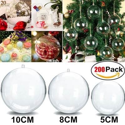 200pcs Plastica Trasparente Palline Di Natale Palline Sfera