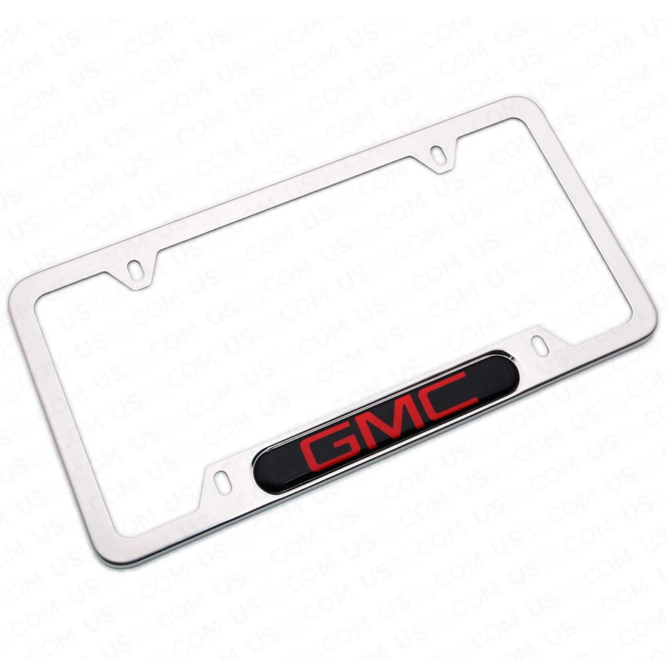 Cubierta de marco de matrícula delantera trasera de acero inoxidable cromado para GMC Sport regalo Foto 2 de 4