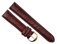 Watch Band Genuine Leather Burgundy Color Plain Padded stitched , 18MM