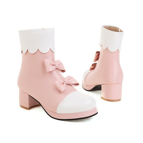 Women Boots Bow Knot Ankle Boots Round 