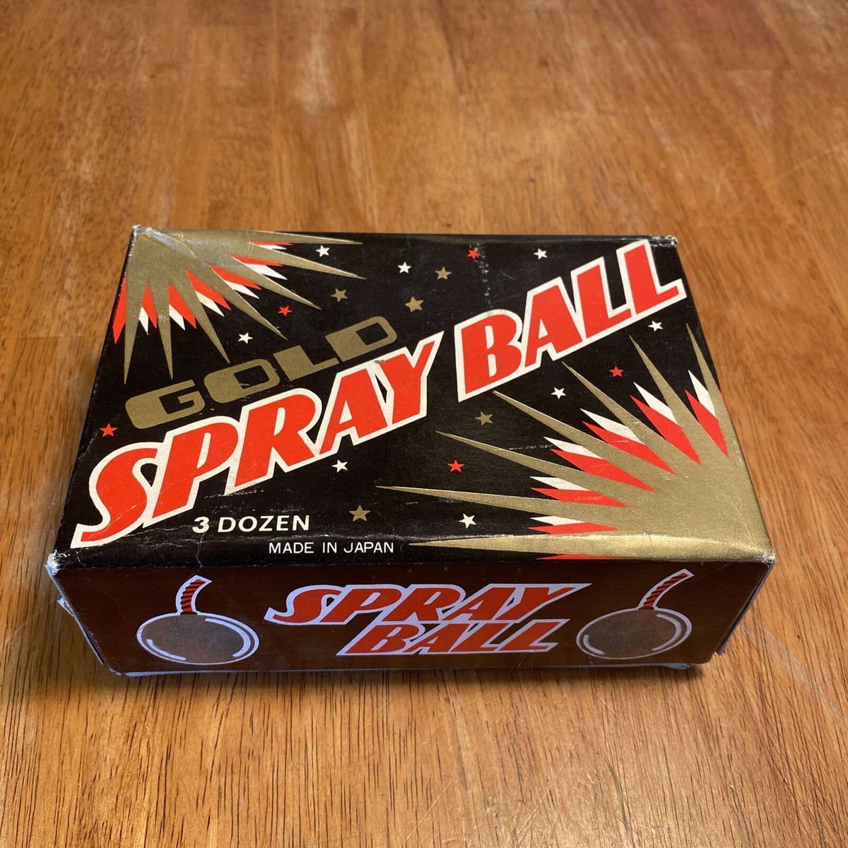Vintage Gold Spray Ball Fireworks Box Empty Firecracker 3 Dozen