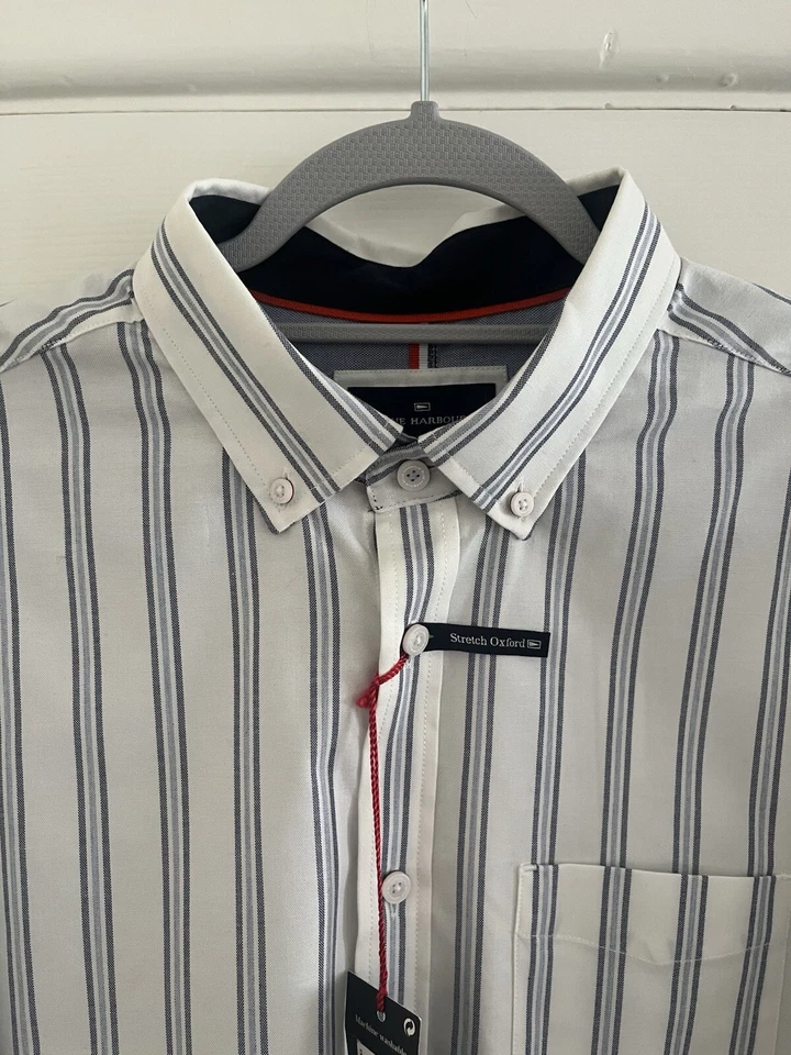 BNWT Marks And Spencer Stripe Cotton Stretch Shirt Size XL  50” - Image 2 of 4