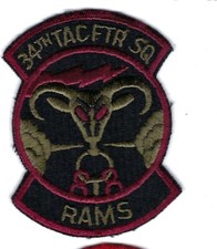 PATCH USAF 34TH TAC FIGHTER SQ FS SUBD 4"          FS-23