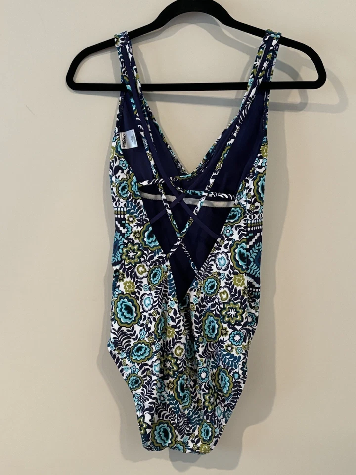 Traje de baño MOSSIMO geométrico cachemir de una pieza azul verde talla L azteca Foto 3 de 4