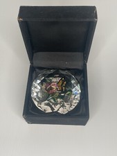 VTG Art Glass Hand Painted Diamond Shape Paperweight Amia Studios
