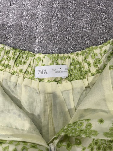 Zara Kids Green Mid Rise Floral Embroider Shorts Girls Size 10 - Picture 5 of 5