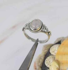 Pink Rose Quartz Gemstone Ring-925 Sterling Silver-Handmade Ring Gift For Her