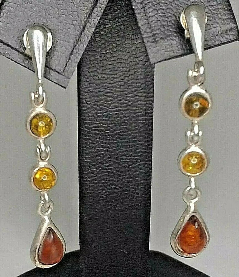 Orecchini in argento 925 e ambra del Baltico - Immagine 2 di 4