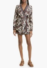 NWT $230 FARM Rio Passion Scarf Print Long Sleeve Wrap Minidress in XS + Medium!
