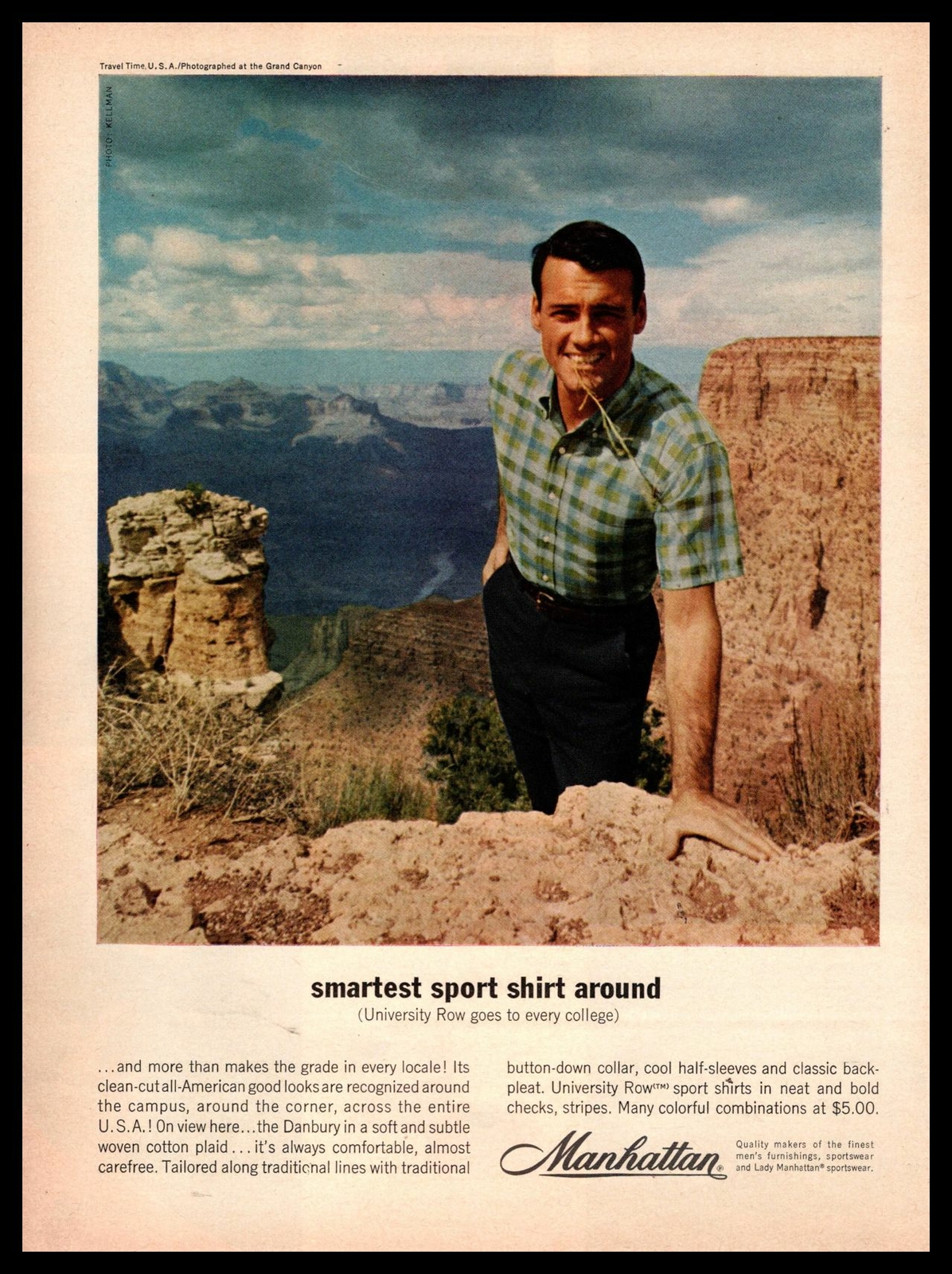 1962 Manhattan Danbury University Fila Sport Shirts Grand Canyon Arizona Stampa Pubblicità