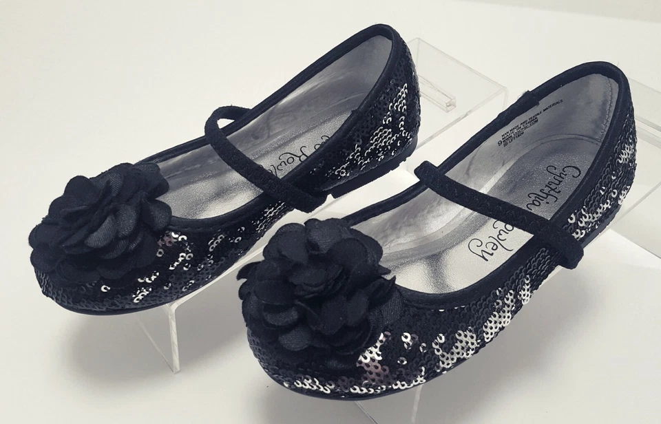 Nuevos planos de ballet con lentejuelas negras/plateadas Cynthia Rowley para niñas pequeñas talla 9 Foto 2 de 4