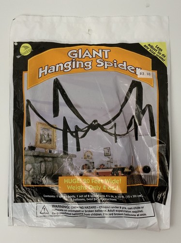 Vtg Halloween Giant Hanging Spider Decoration 90s Indoor Outdoor 20’ Wide USA - Picture 2 of 12