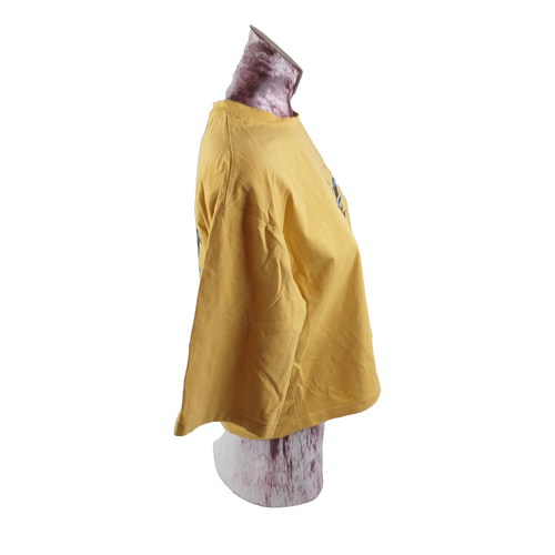 Adidas T Shirt, Women's, Size L, Mustard Yellow With Multicoloured Logo, Cotton - Picture 2 of 7