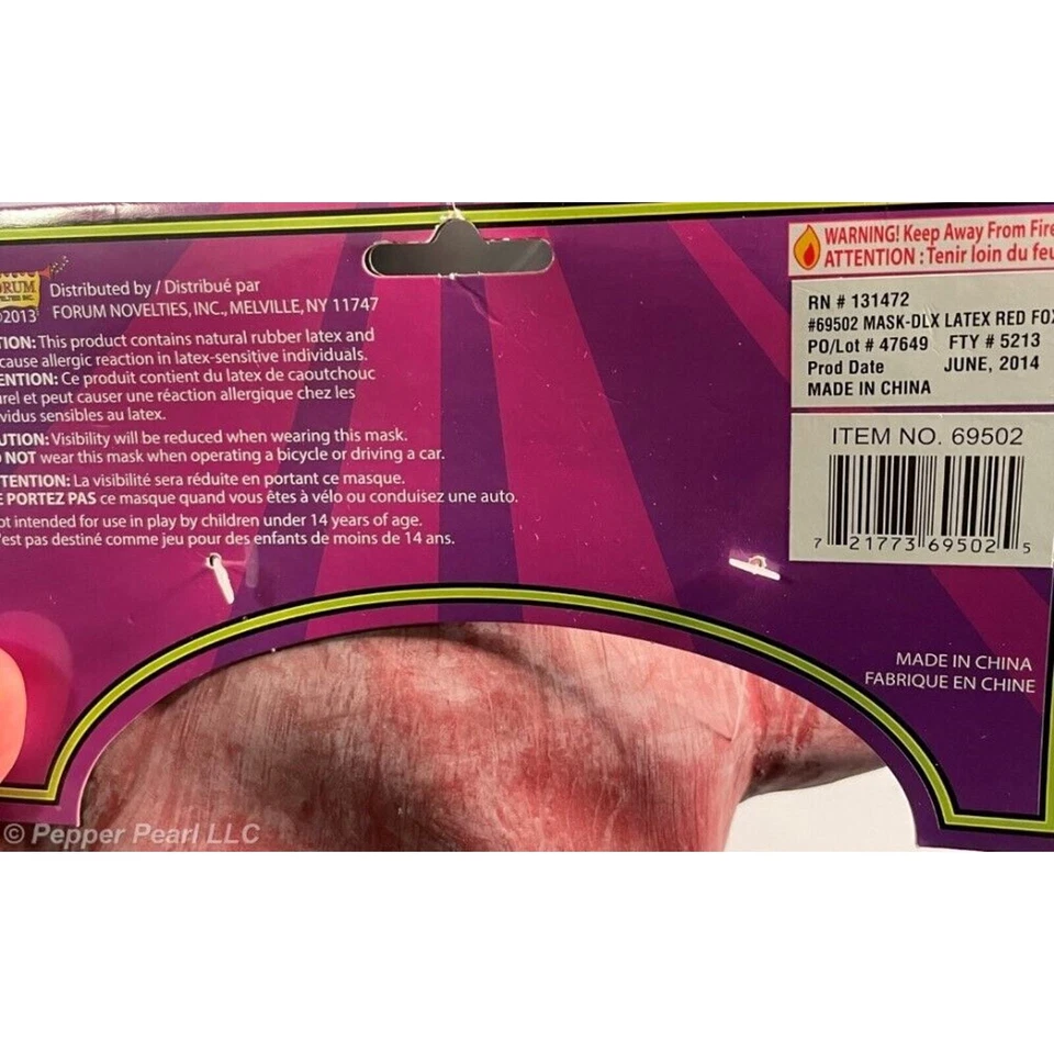 Red Fox Latex Mask for Adults for Halloween, theatre, cosplay - Image 4 of 4