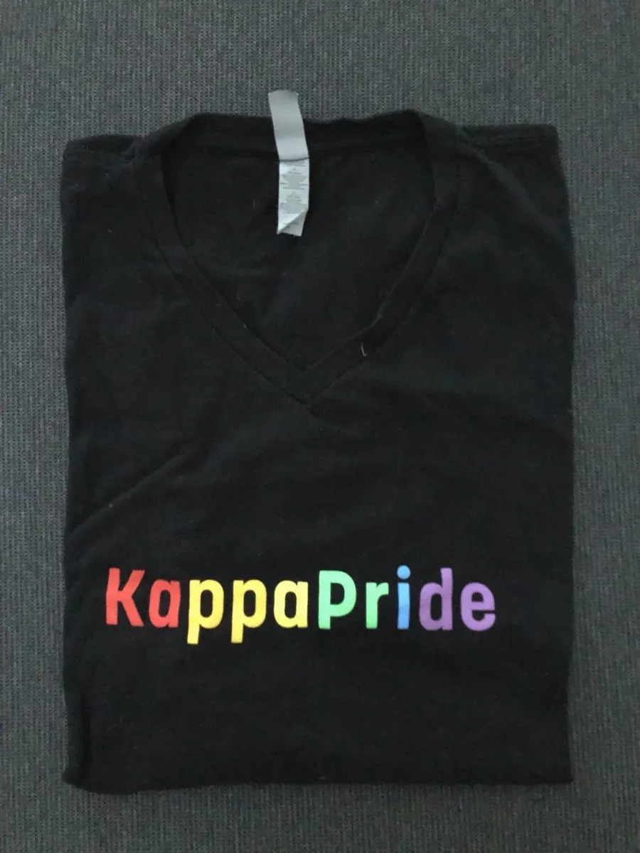 hjerne Rug tømmerflåde PRIDE TWITCH KAPPA PRIDE Limited Rainbow Lettering V-Neck T-Shirt Size  Large | eBay