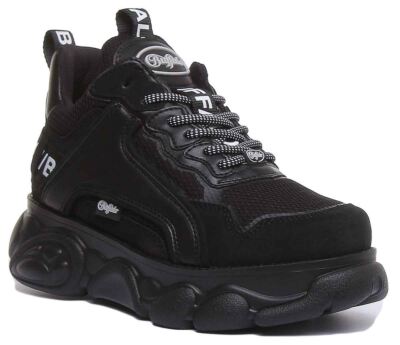 Buffalo Cld Chai Vegan Chunky Sole Lace Up Womens Trainer In Black US 5 - 11