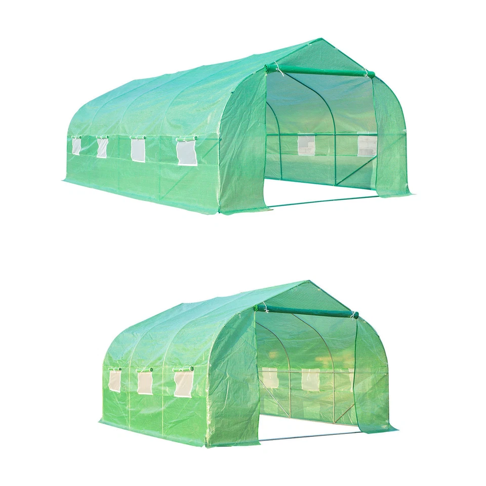 Outsunny - Serra da Giardino Serra con Tetto a Spiovente per Piante in PE Verde
