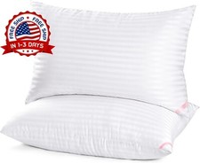Juego De 2 Almohadas De Pluma De Ganso Para Dormir Tama o Queen Blanco NUEVO US