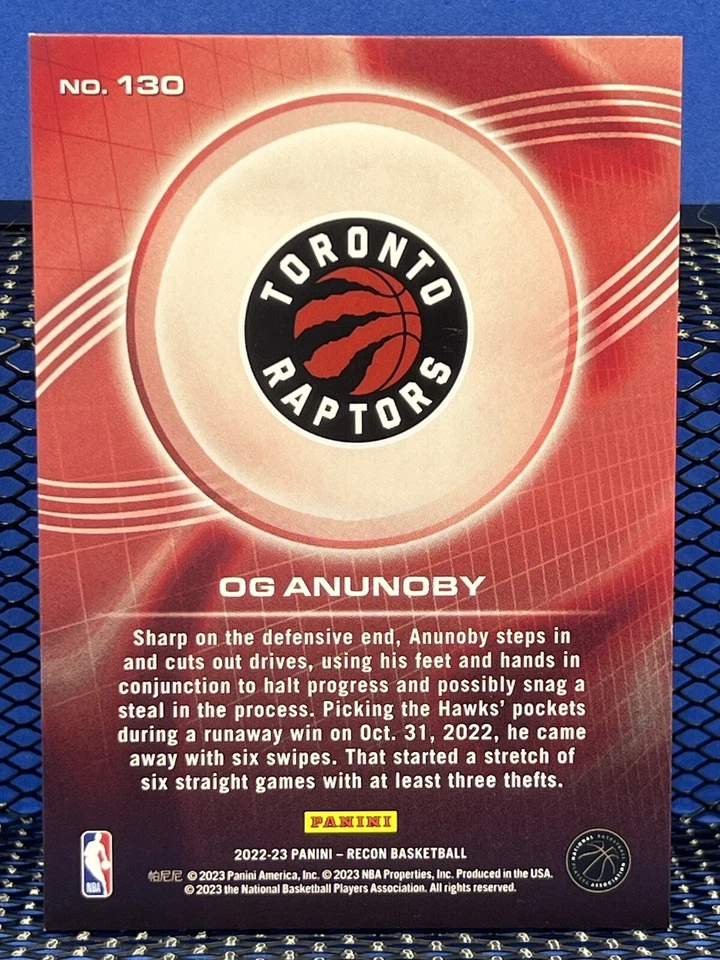 2022-23 Panini Recon OG ANUNOBY Toronto Raptors Base 130 - Image 2 of 2