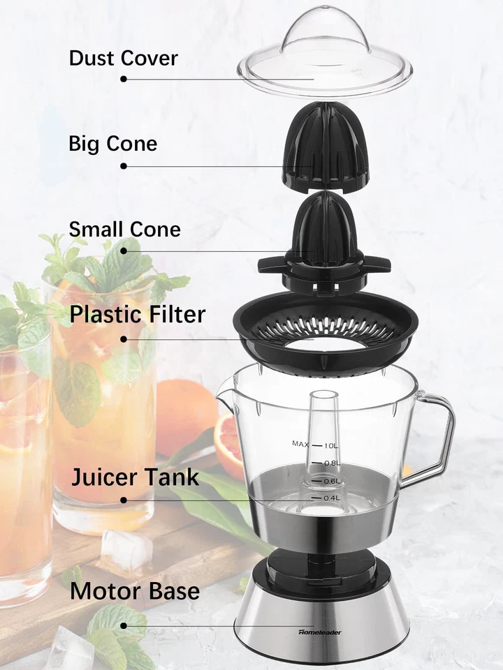 Electric Citrus Juicer Orange Juicer with Pulp Control Filter Lemon Squeezer ... - Image 2 of 4