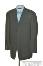 HICKEY FREEMAN Solid Gray 100 Wool Mens Blazer Sport Coat Jacket - 46 L