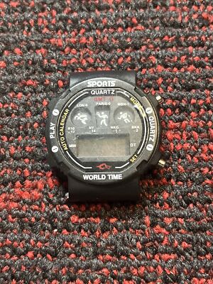 Sports World Time Quartz GMT O Digital Watch Auto Calendar For Parts Or Repair