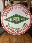 Vintage Hadwen Dairy Worcester Massachusetts Delivery Truck Porcelain Sign Milk