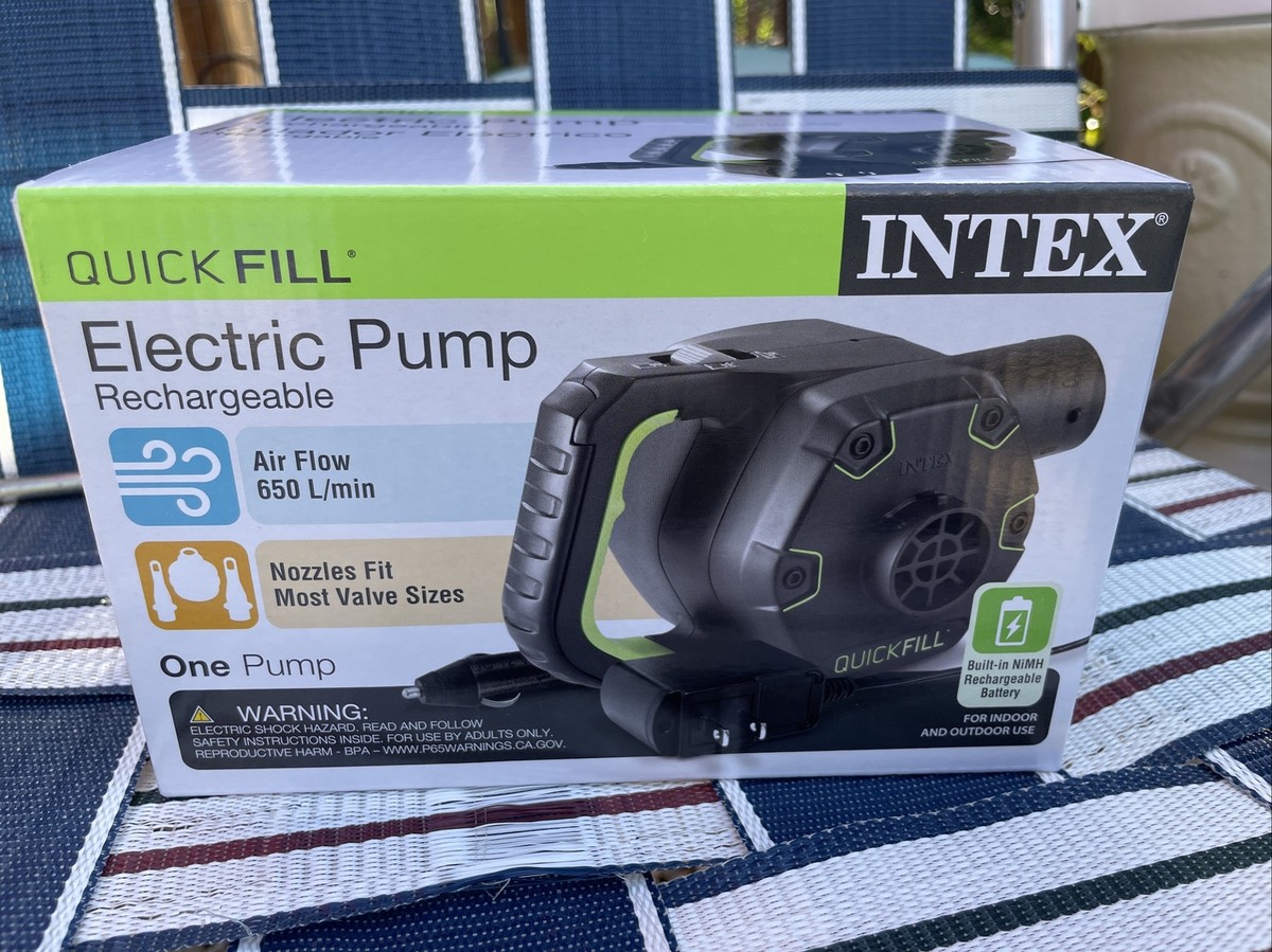 Intex 66641E 120 V Quick Fill Cordless Rechargeable Inflatable Air Bed Pump  New