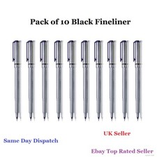 10 Black Fineliner Pens Set Fine Point Pens 0.5mm Fineliners Black Coloured Pens