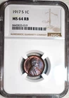 NGC MS-64 RB 1917-S Lincoln Cent, Superbly Struck & Beautifully Toned!
