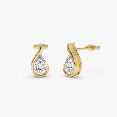 3 TCW Pear Real Moissanite 14k Yellow Gold Plated Push Back Women's Stud Earring