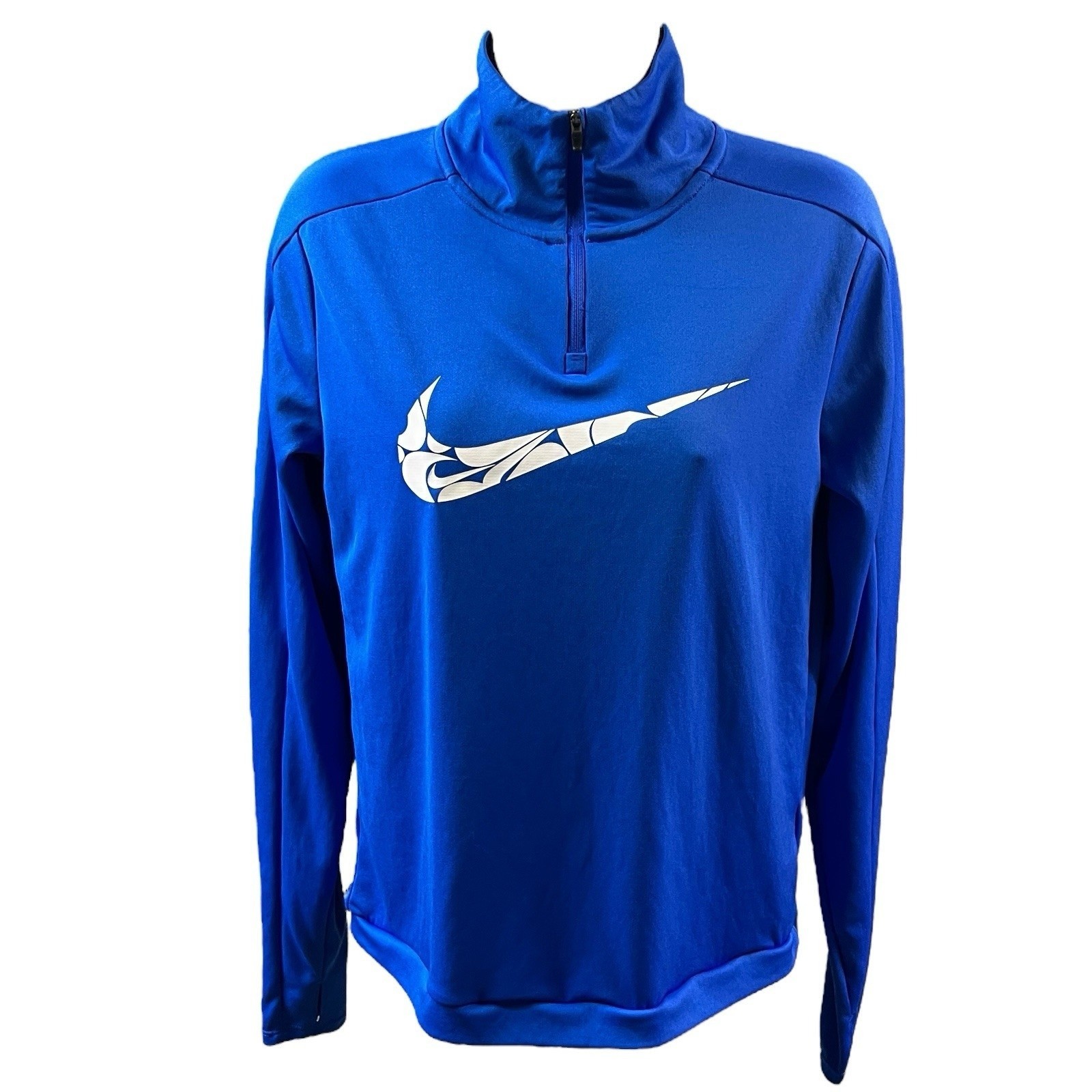 Nike Small Running Quarter Zip Pullover Blue Whit… - image 2