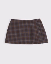 Abecrombie and Fitch Women’s mid rise pleated wrap mini skort in brown plaid