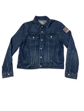 Polo Ralph Lauren Trucker Jacket Boys XL USA Flag Patch Jean Preppy